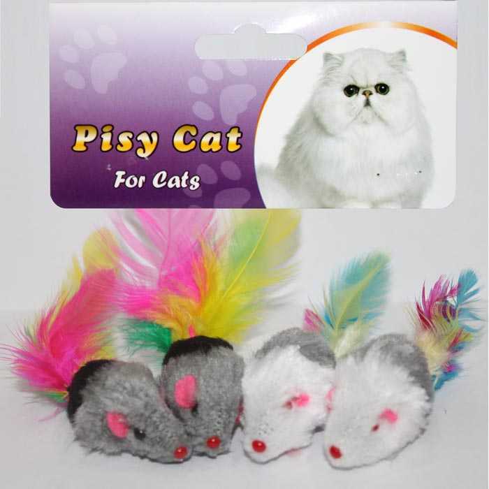 Pisy Cat Renkli Tüylü Kuyruklu Fare Kedi Oyuncağı Petza
