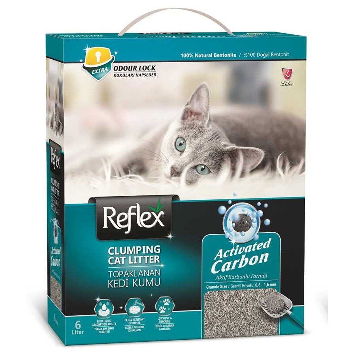 Reflex Aktif Karbonlu Topaklanan Kedi Kumu 6 Lt Petza